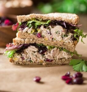 Pheasant Salad Sandwiches with Cranberry Mayo
