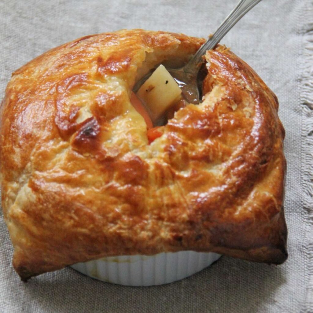 Pheasant Pot Pie with Puff Pastry Crust